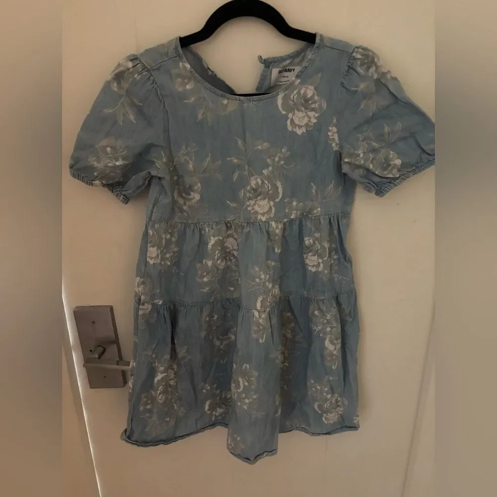 Old Navy Blue Puff Sleeve Tiered‎ Sundress